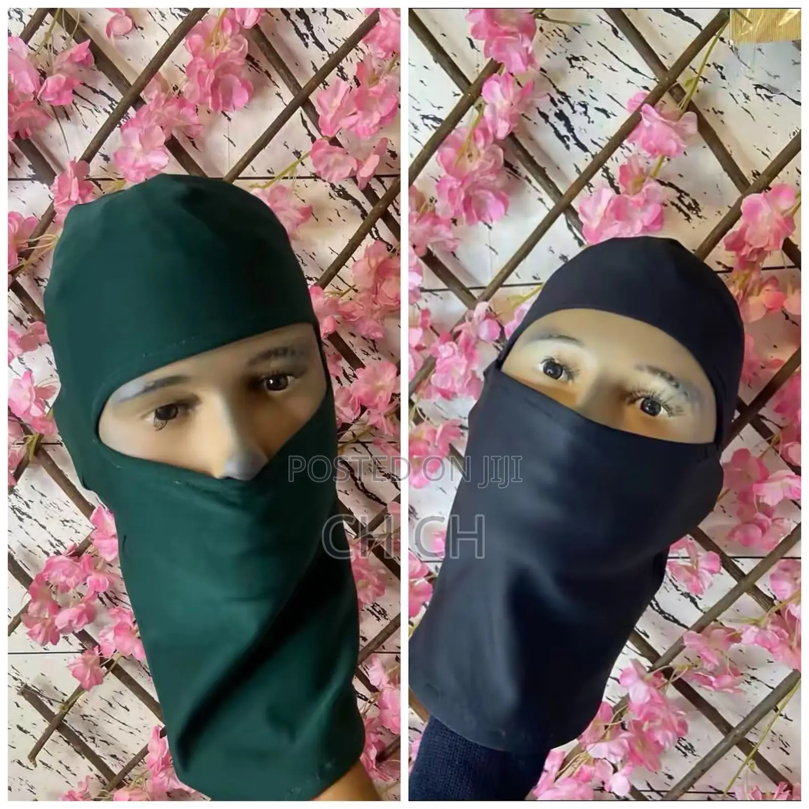 2 Pieces of Stretchy Balaclava Ski Mask (Green and Black)