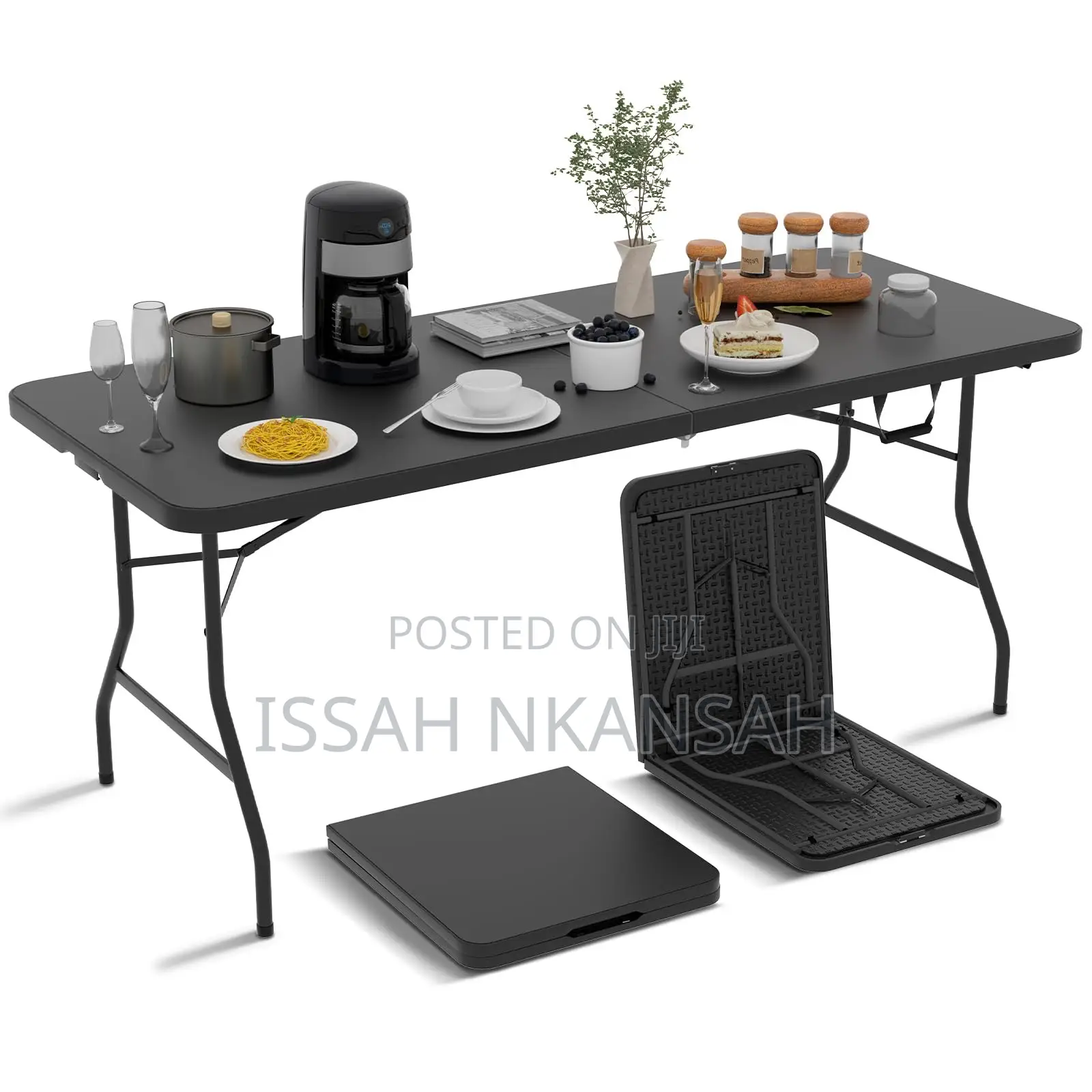 6FT Black Folding Table