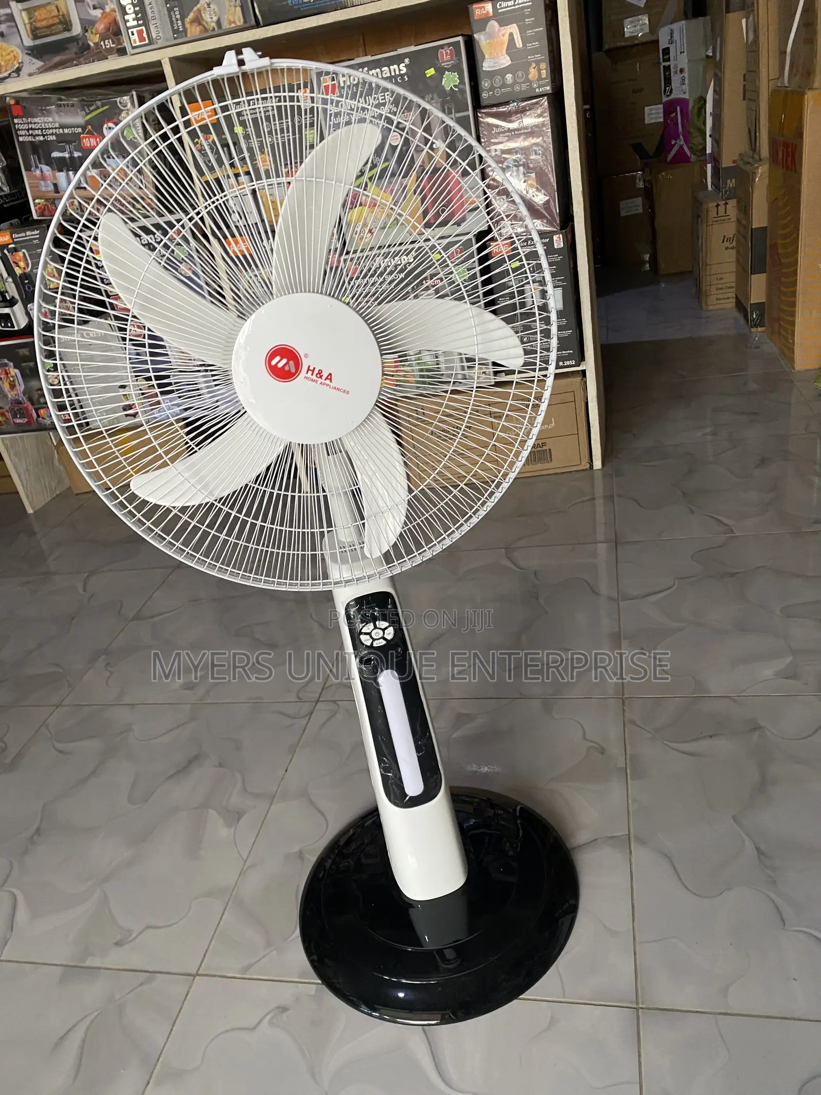 18" Rechargeable Standing Fan With LED Light + Remote