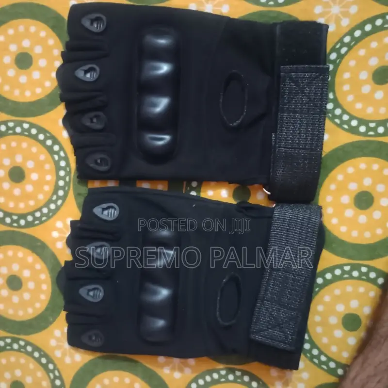 Tactical Motorcycle Gloves Fingerless Hard Knuckle + Velcro Strap