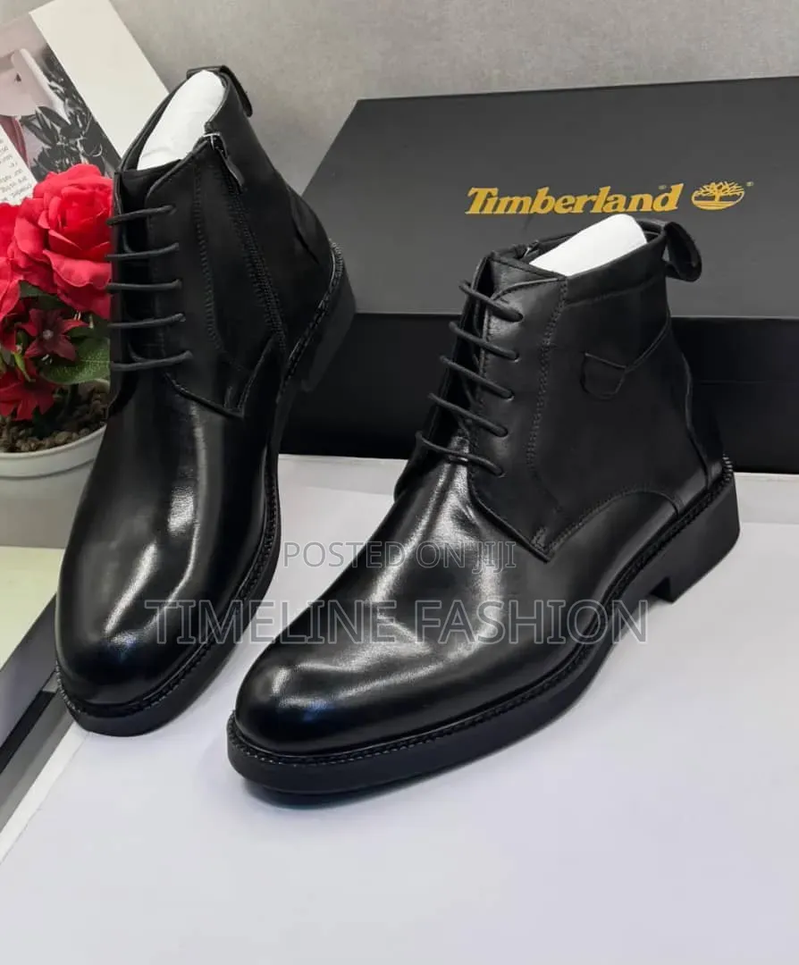 Black Leather Men's TIMBERLAND Ankle Lace Up Boots