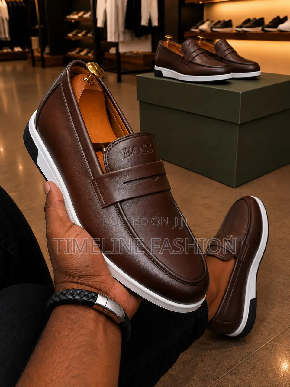 Coffee Brown Hugo Boss Men's Leather Loafers