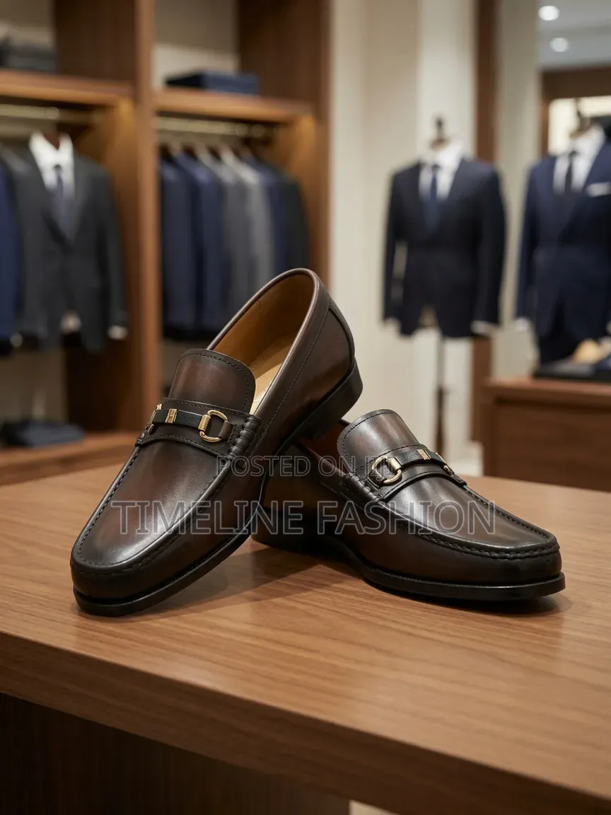 Salvatore Ferragamo Executive Men's Coffee Brown Leather Loafers