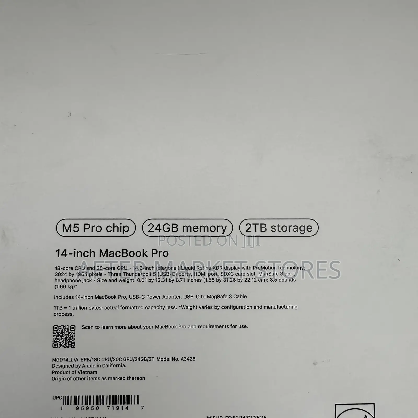 New Laptop Apple MacBook Pro 2026 M5 Pro 24GB Apple M5 Pro SSD 2T