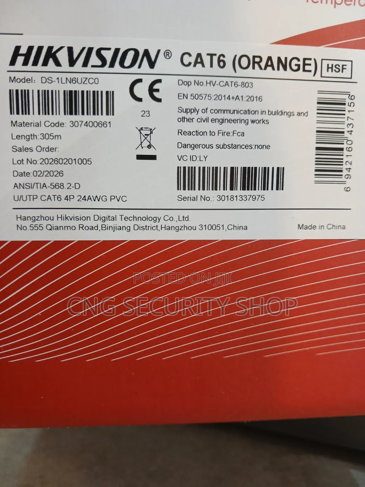 Hikvision Cat6 UTP Cable DS-1LN6UZCO