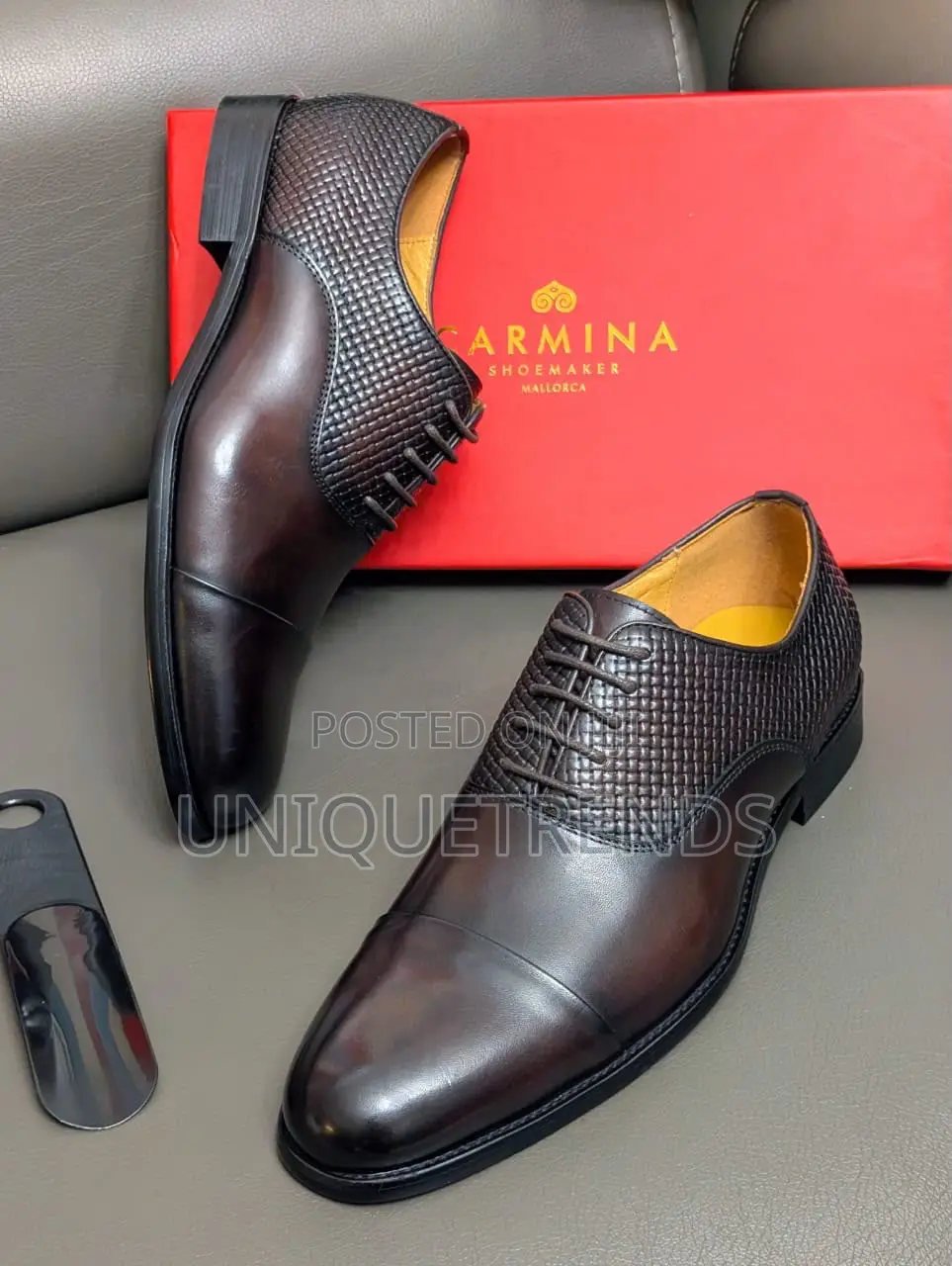 Executive CARMINA Leather Oxfords Shoe (Brown)