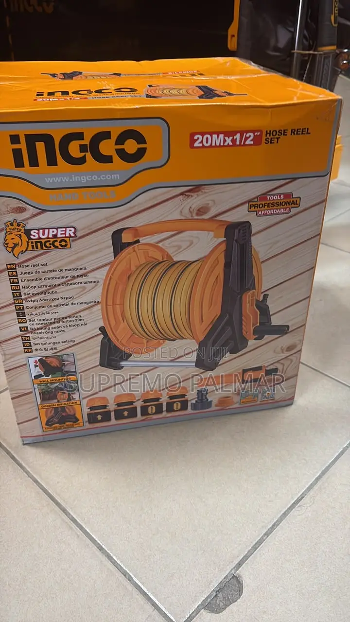 Ingco HHR20124 20M Hose Reel Set - Garden Watering Kit With Nozzle