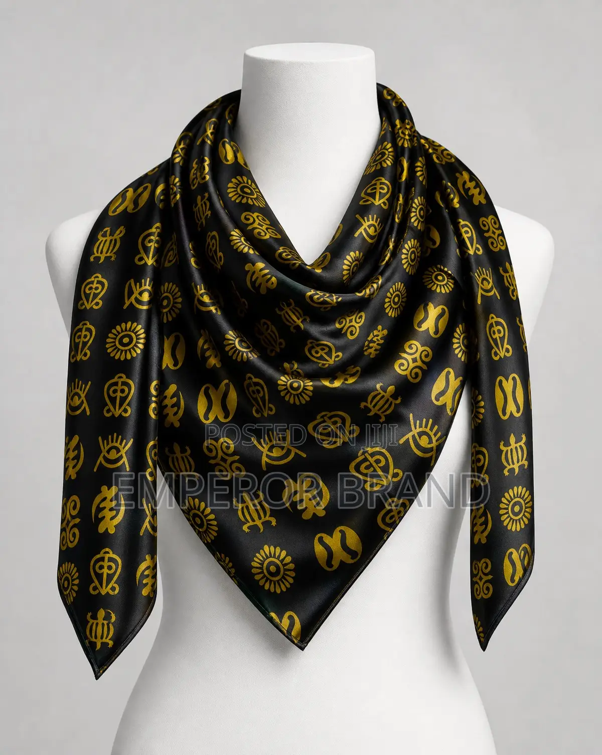 Black Gold Adinkra Scarf – Ghanaian African Heritage Scarf