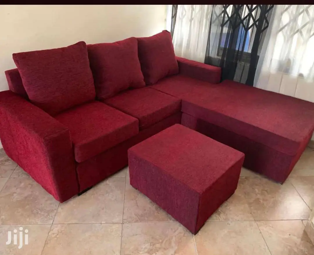 Wine L Shape Sofa.Free Delivery