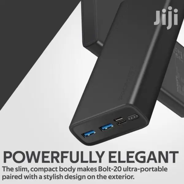 Promate Bolt-20 Compact Smart Charging Power Bank+USB Output