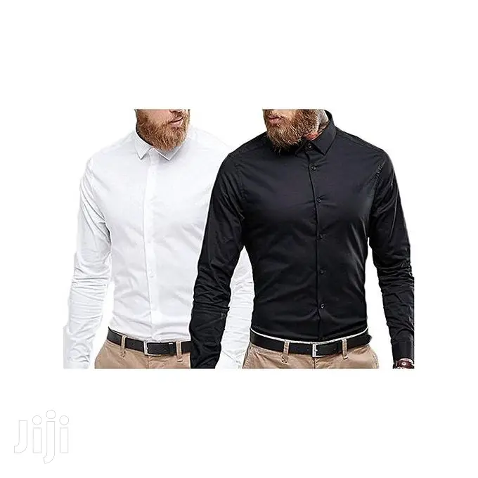 Long Sleeves Shirt - 2 Pieces, Black and White