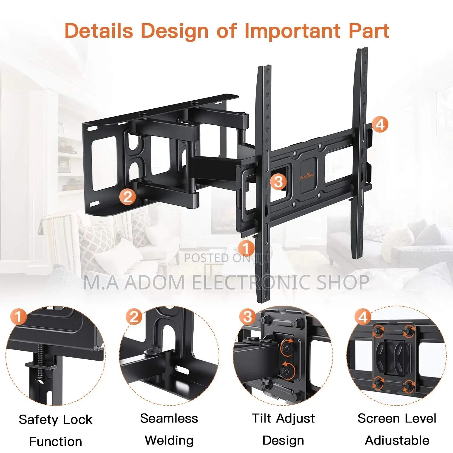 Tv Wall Mount Bracket Full Motion Dual Swivel Arti