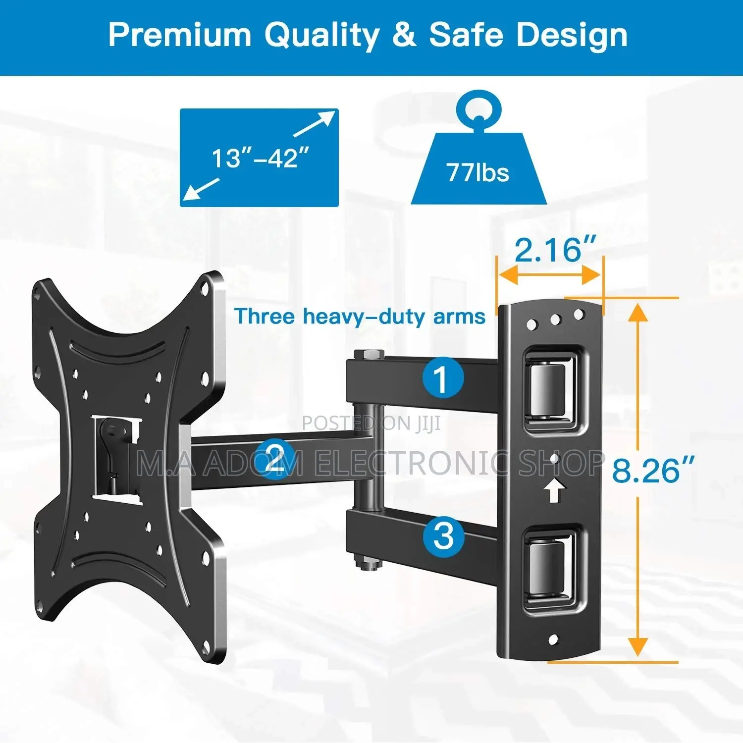 Single Swivel Adjustable Wall Bracket 24”-55”