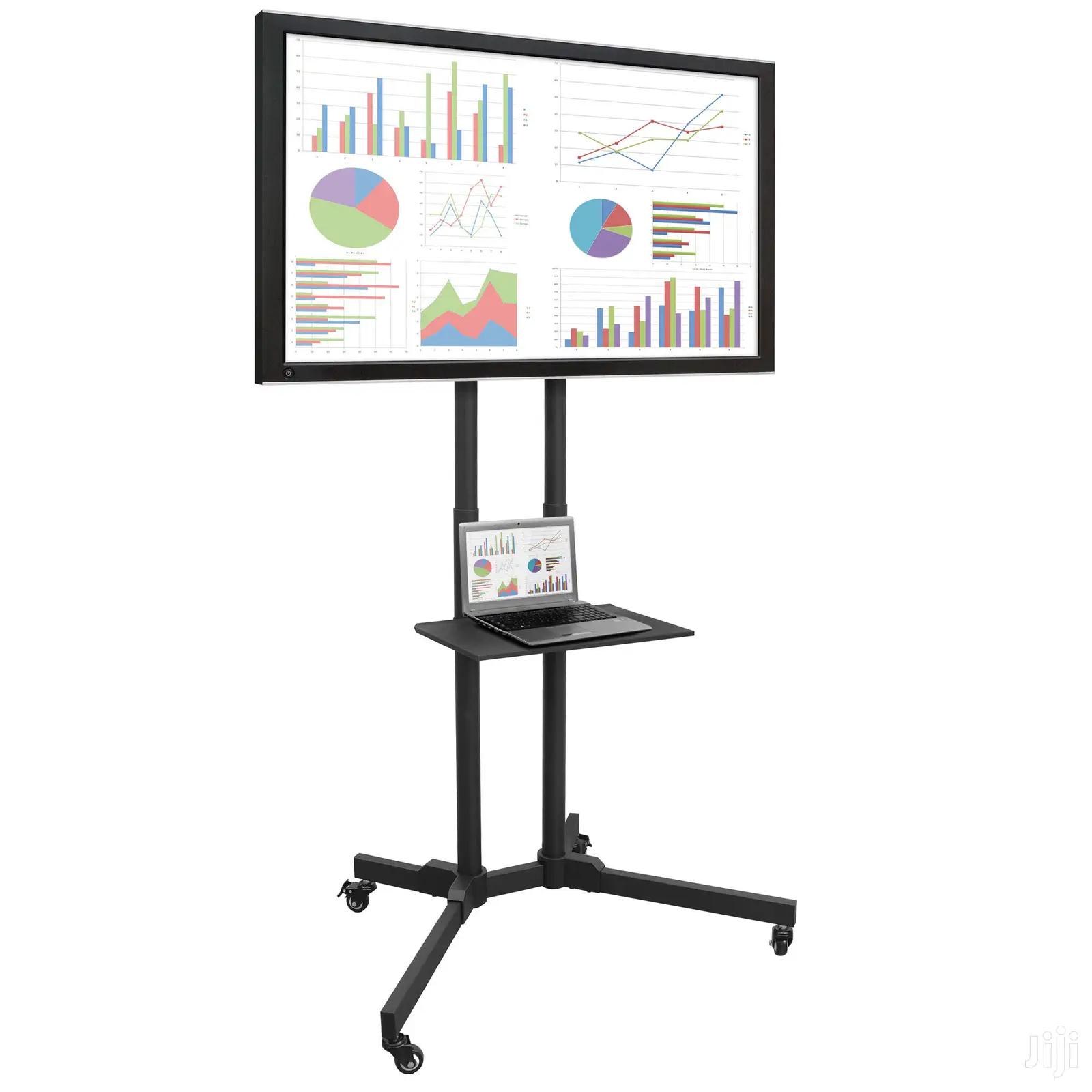 BONTEC~Mobile TV Cart Rolling TV Stand With Laptop Shelf/Tra