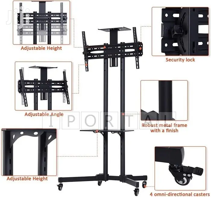Mobile TV Cart With Wheels For 23-70”LED 4K Flat Screen Tvs