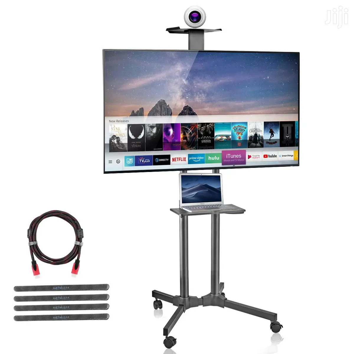 TV Mount Stand With Wheels And Shelves For 32-70 Inch