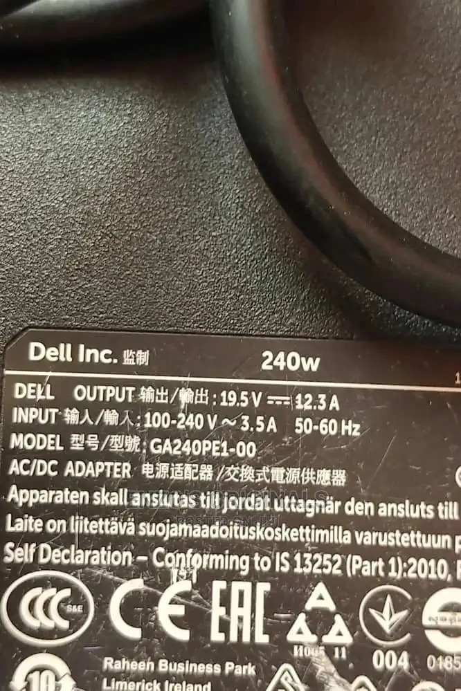 Dell Big Pin And Alienware 240wat Charger 19.5v 12.3a New