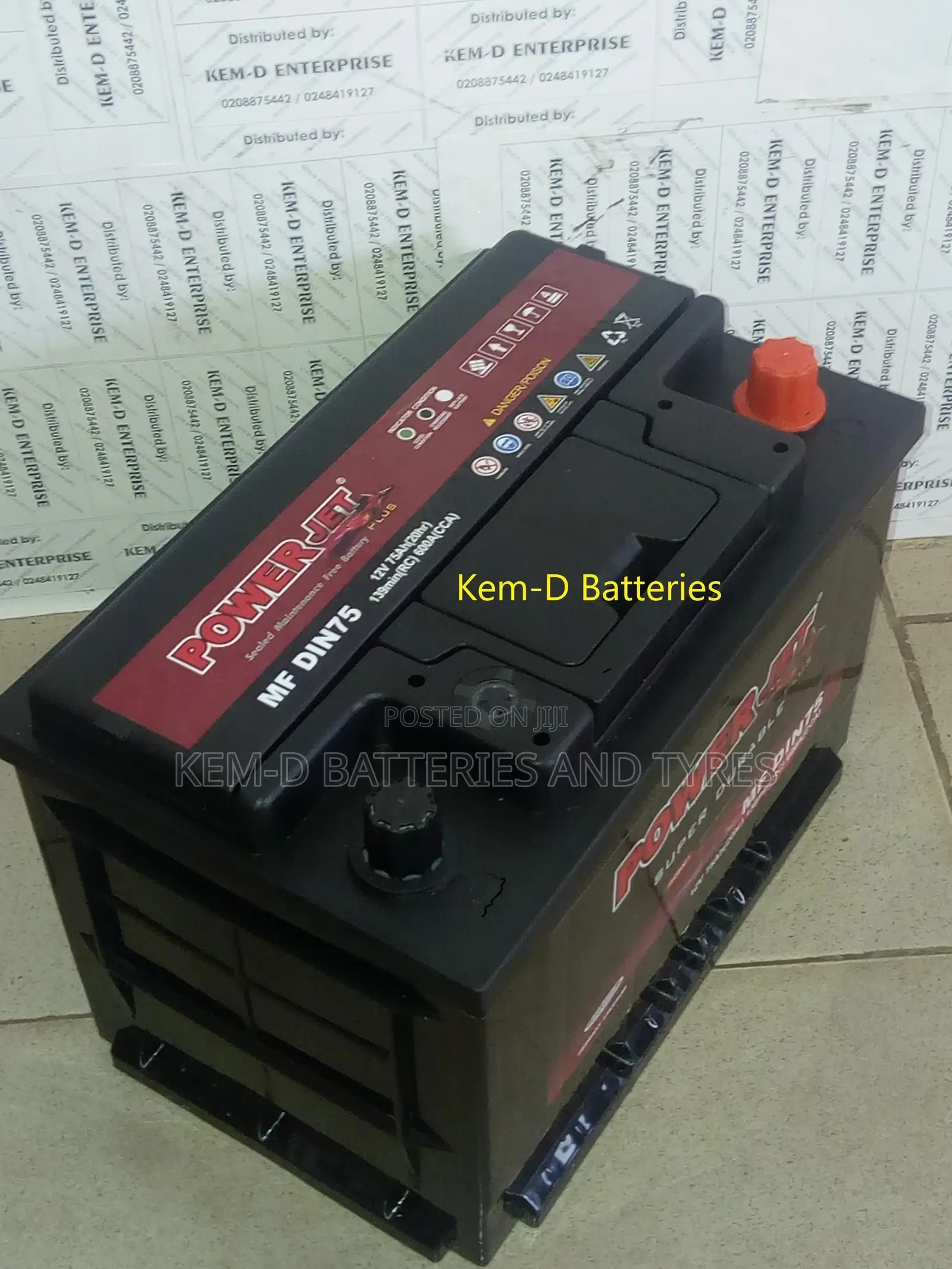 15plates Power Jet Car Battery 75AH 12v-Free Instant Delivry