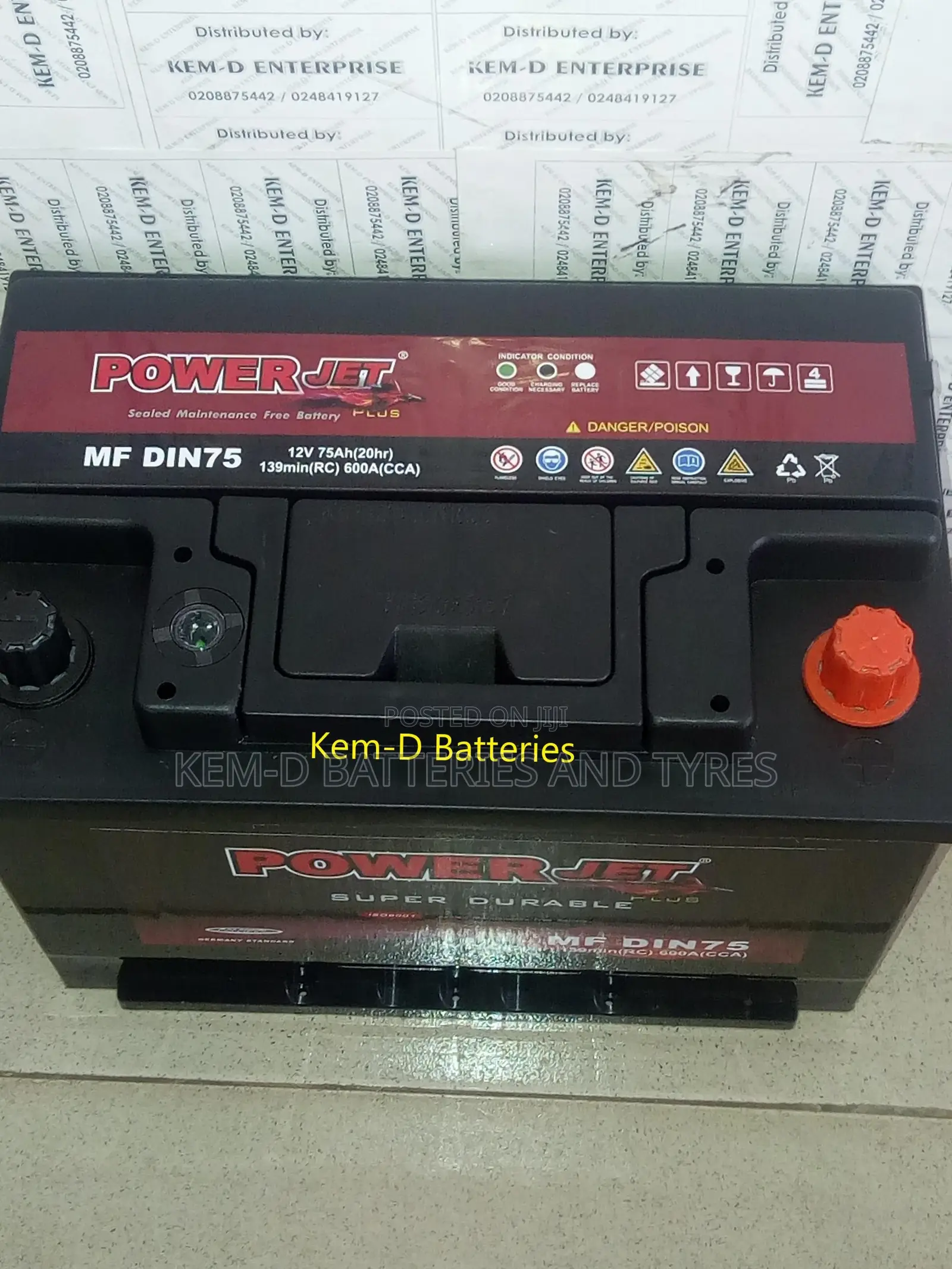 15plates Power Jet Car Battery 75AH 12v-Free Instant Delivry