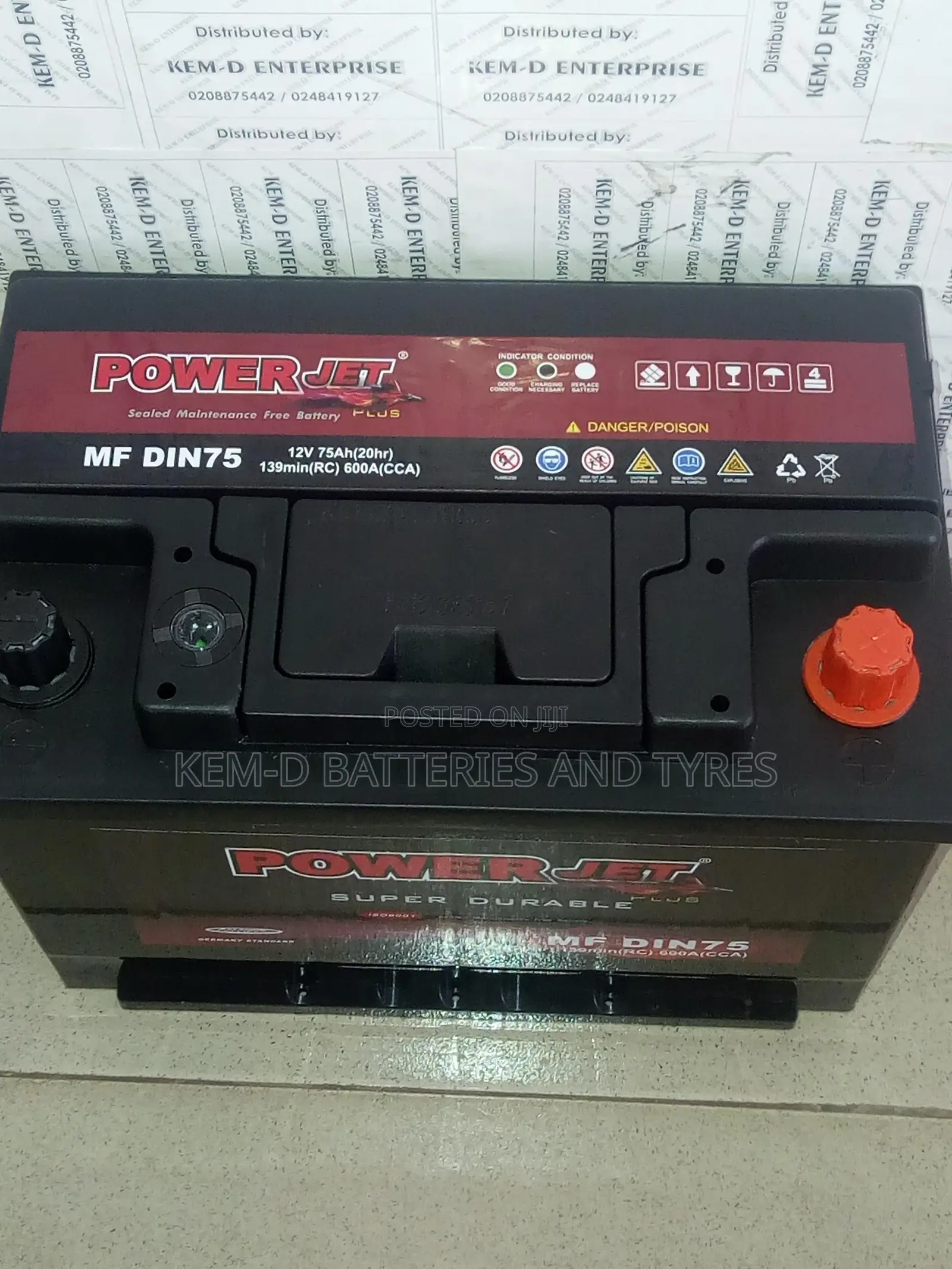15plates Power Jet Car Battery 75AH 12v-Free Instant Delivry