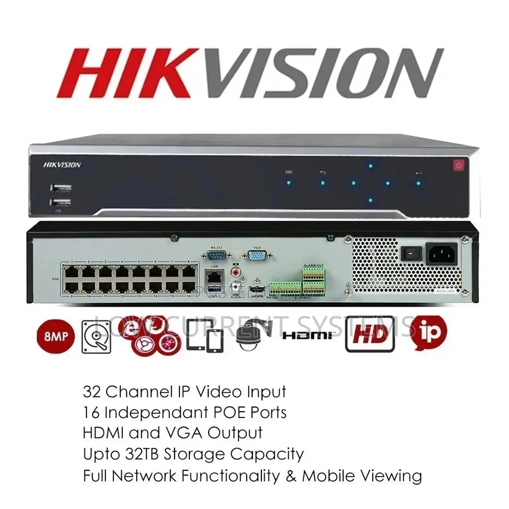 NVR Hikvision Ip 32ch Acusence 2hdd 16 Poe Ds-7632nxi-/16p