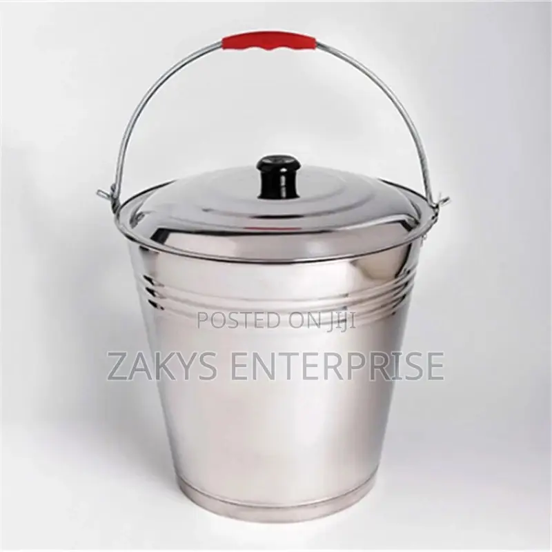 Stainless Steel Bucket With Lid 34cm