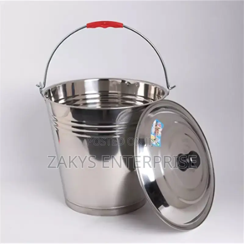 Stainless Steel Bucket With Lid 34cm