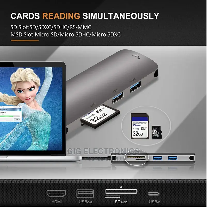 Type C Hub 6 In 1 Hdmi - 2 Usb 3.0 - Sd Card Tf Usb-c 3.0