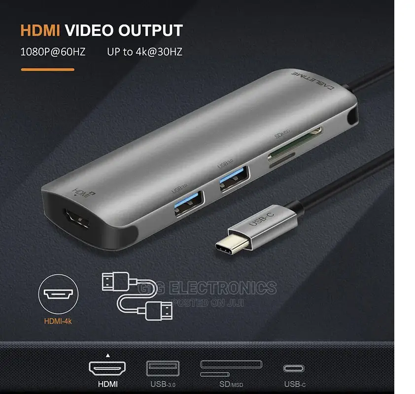 Type C Hub 6 In 1 Hdmi - 2 Usb 3.0 - Sd Card Tf Usb-c 3.0
