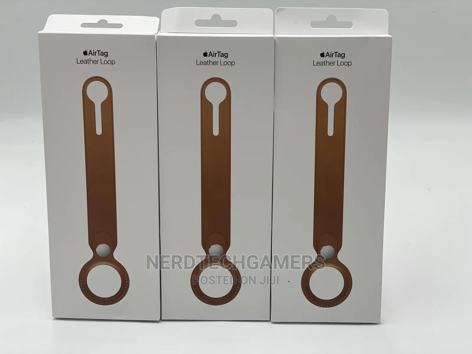 New Apple Airtag Leather Loop - Saddle Brown