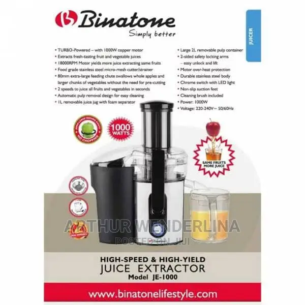 Quality Binatone High Speed and High Yield Juice Extractor