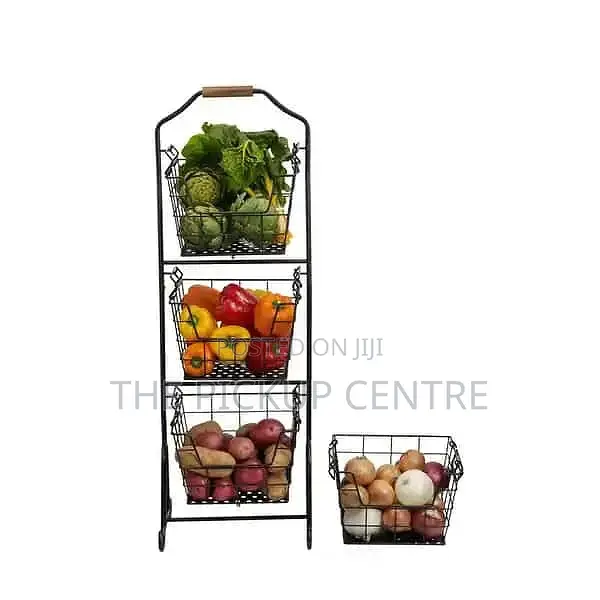 4 Tier Metal Floor Standing Fruit/Home Storage Market Basket