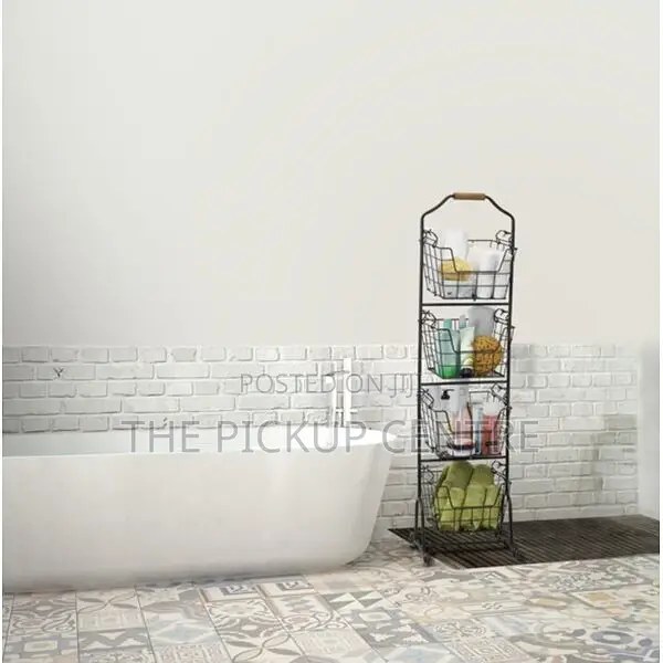 4 Tier Metal Floor Standing Fruit/Home Storage Market Basket