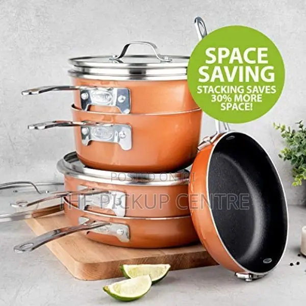 10 Piece Set Stackmaster Non-Stick Space Saving Cookware.