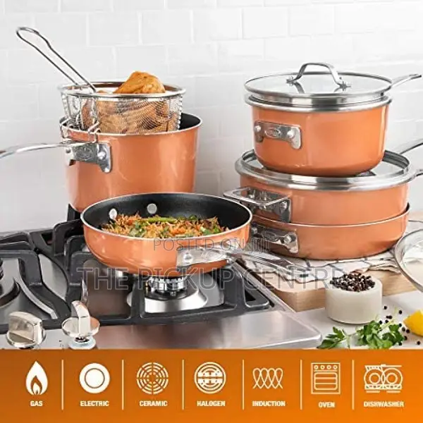 10 Piece Set Stackmaster Non-Stick Space Saving Cookware.