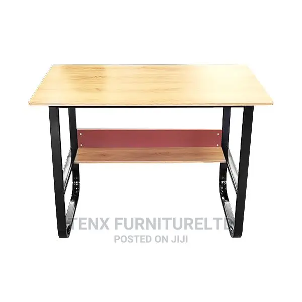 Computer Desk With Lower Open Shelf and Metal Legs