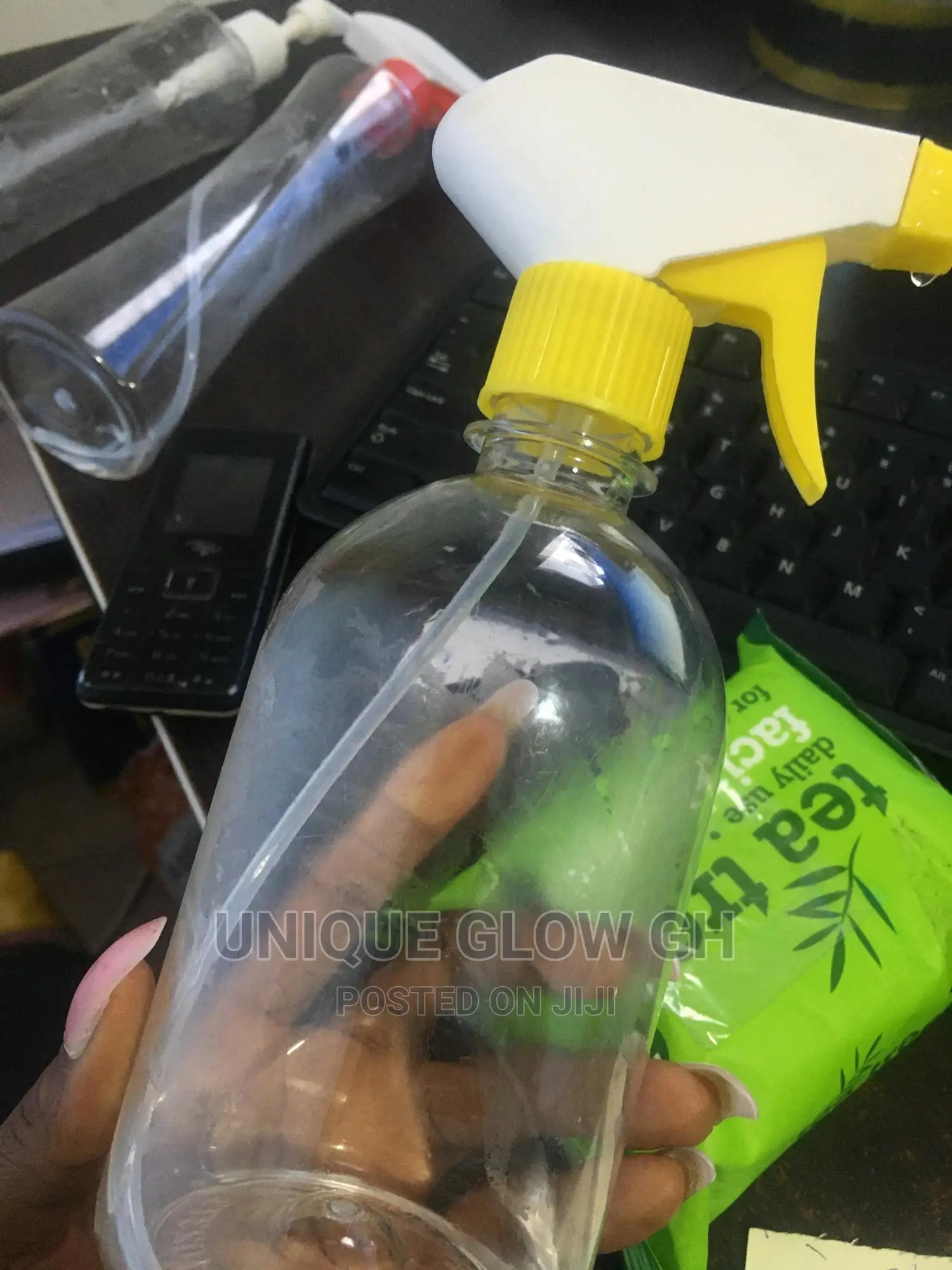 Spraying Rubbing Liquid Sanitizer Bottles With Sprayer