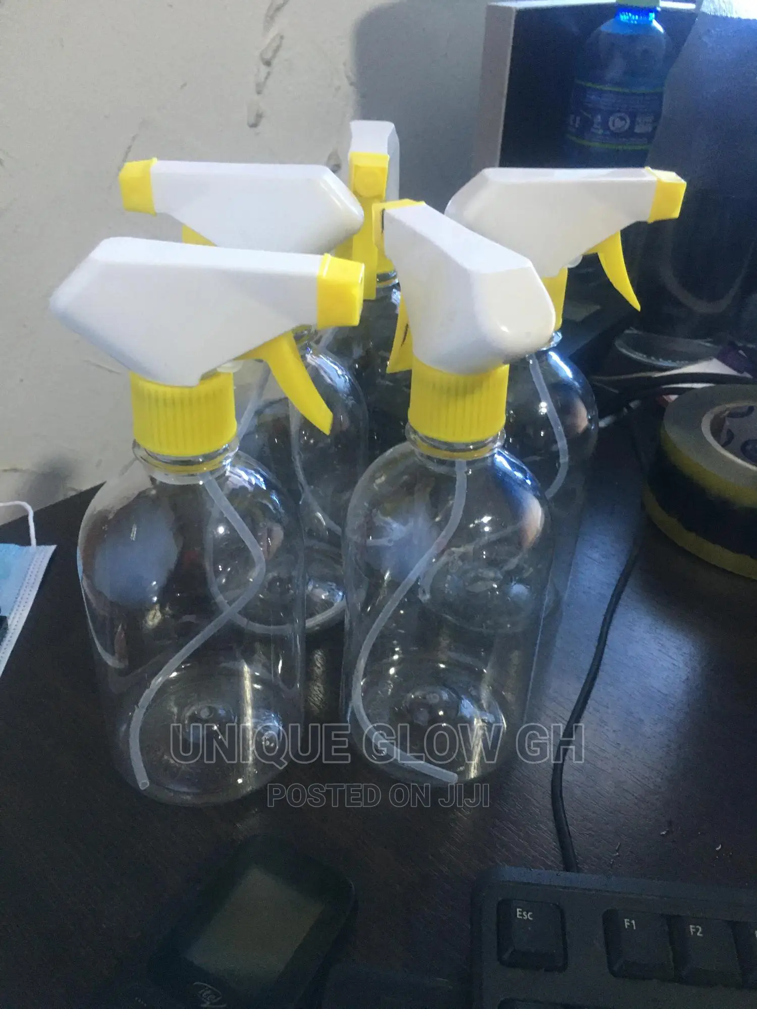 Spraying Rubbing Liquid Sanitizer Bottles With Sprayer
