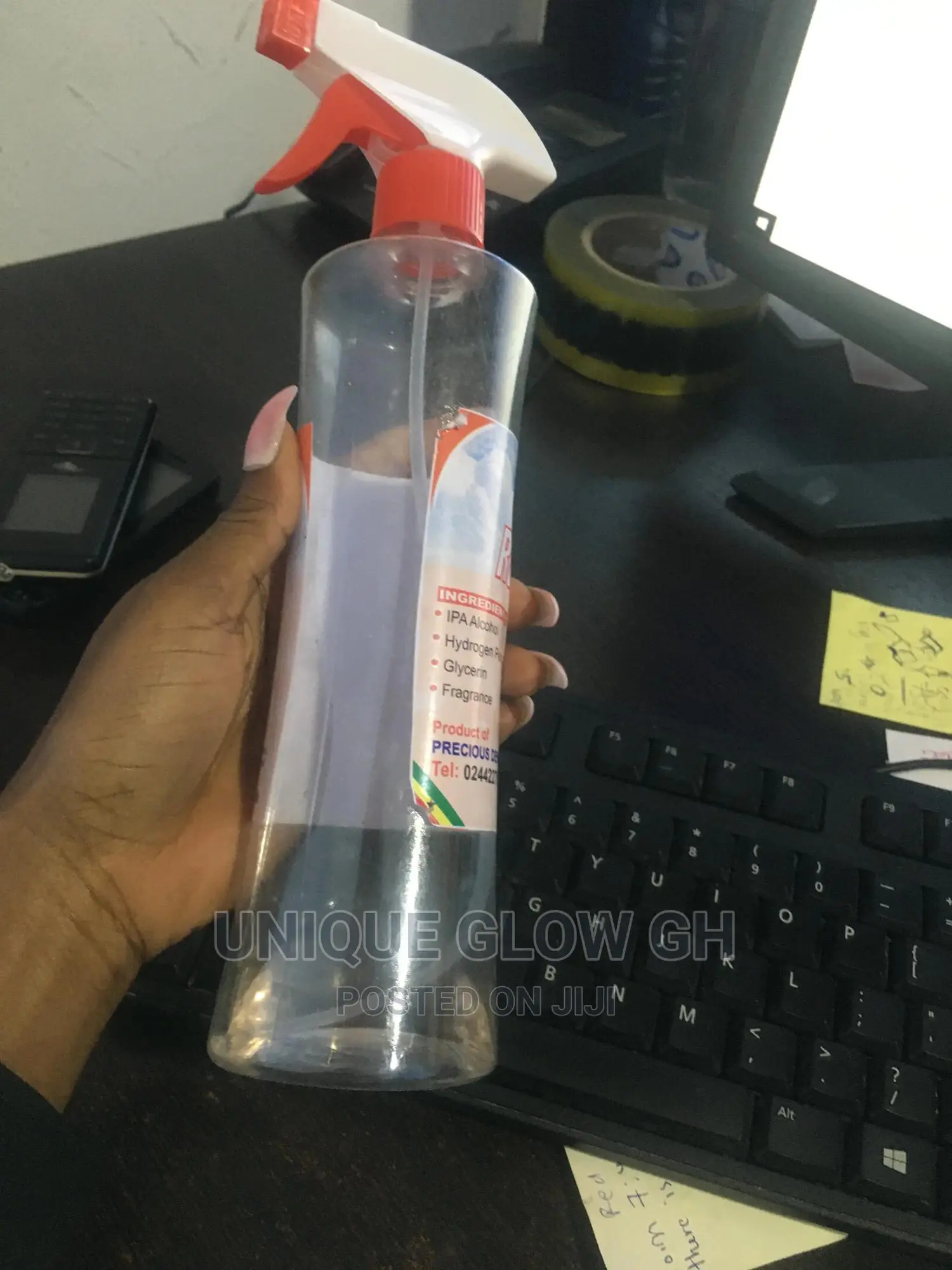 Spraying Rubbing Liquid Sanitizer Bottles With Sprayer