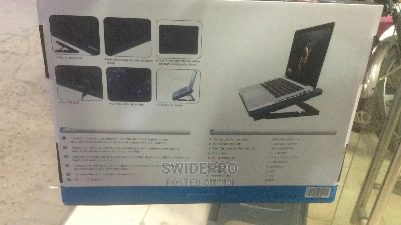 Adjustable Laptop Cooler + Two Fans