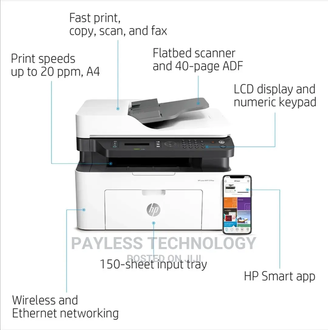 Hp Laserjet MFP 137fnw Copy/Scan/Print Multifunction Printer