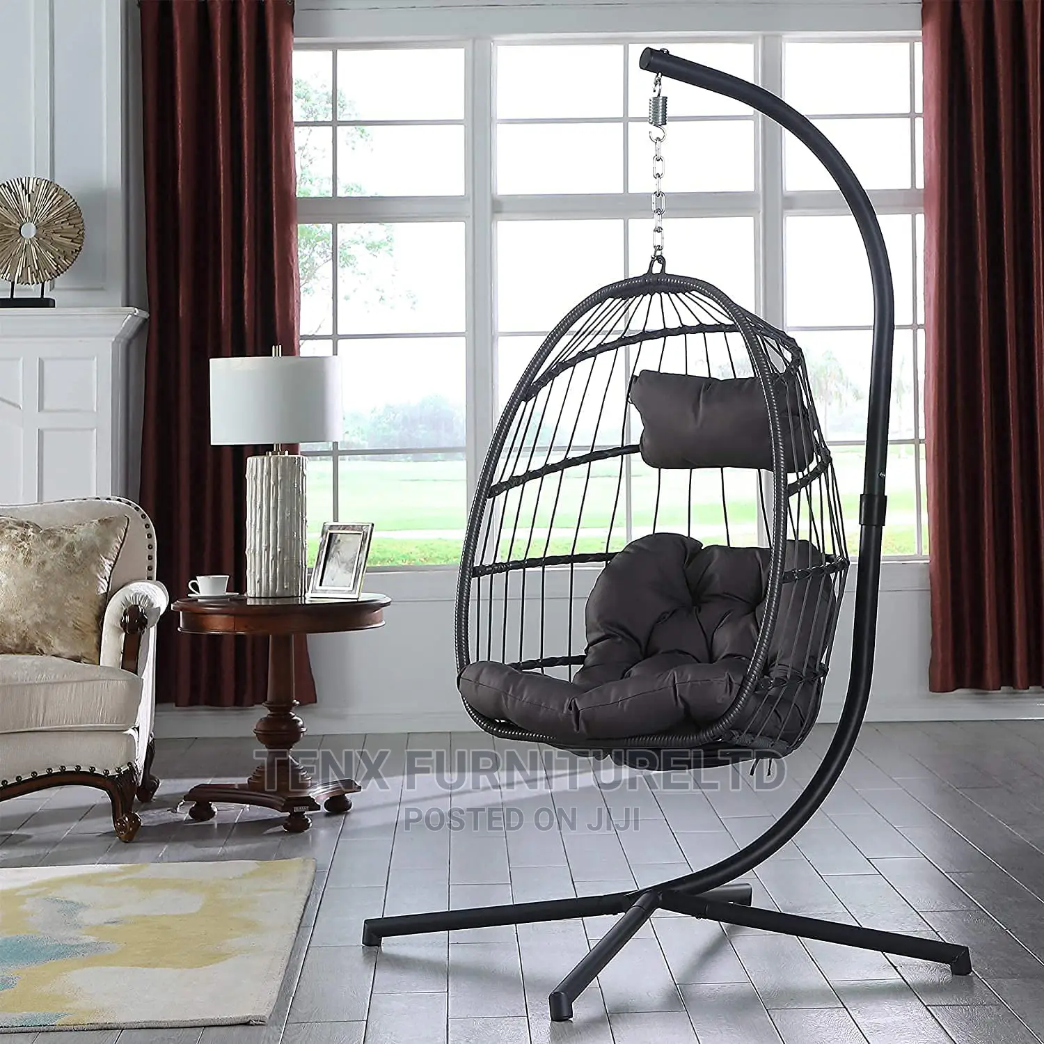 Hanging Rattan Swing Chair, Egg Chair, Folding Patio