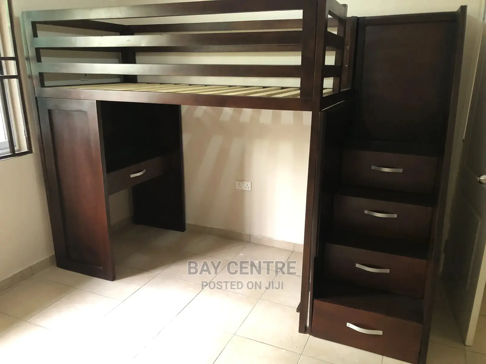 Kids All-in-One Staircase Storage High Loft Single Bed