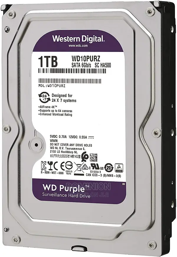 Wd Purple 1tb Surveillance HDD Sata 6/Gbs, Wd10purz