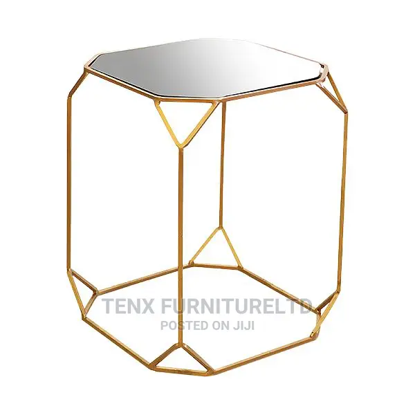 Side Table Deluxe Metal With Glass Gold