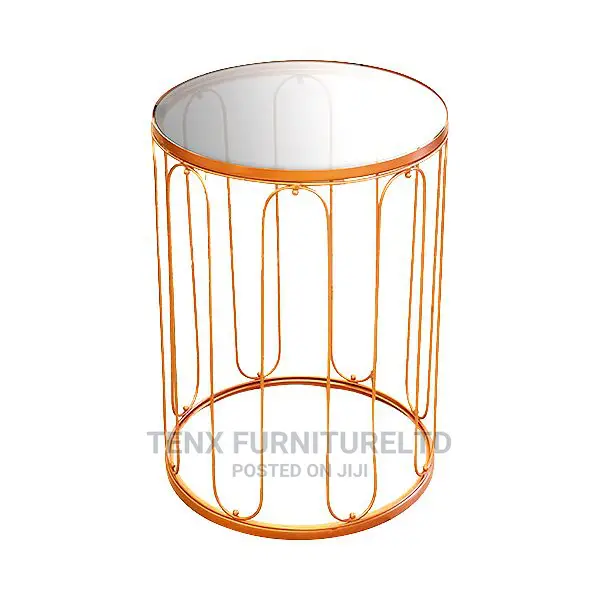 Side Table With Bird Cage Design (Gold)