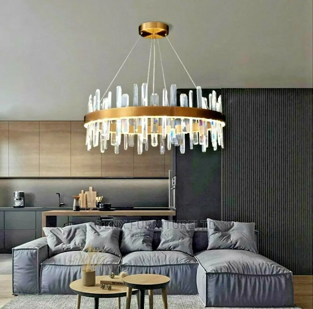 Postmodern Style LED Chandelier Gold Round/Oval