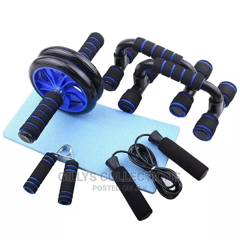 5 in 1 Push Up Stand Ab Roller Resistance Bands Equipment
