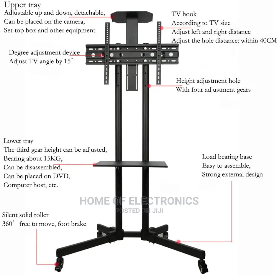 Mobile TV Cart Floor Stand 32-70 Trolley TV Stand