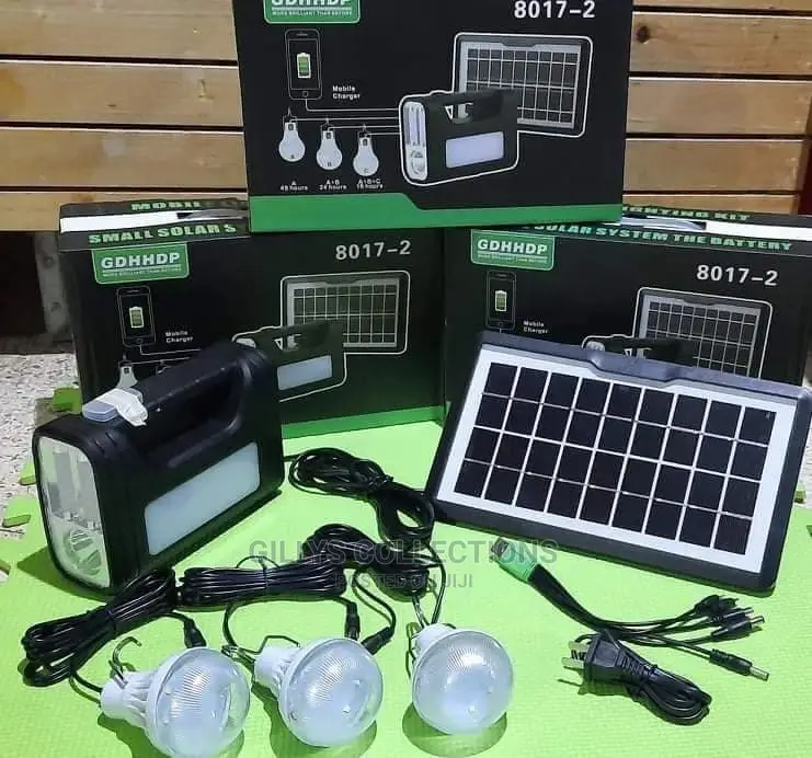 Solar Rechargeable Light Lighting Kit With 3 LED Bulb